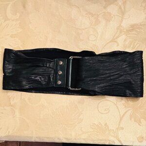 Black Pressed Leather Adjustable Belt